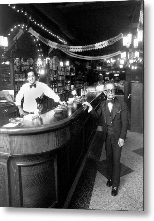 1980-1989 Metal Print featuring the photograph Bartender Enzo Cappcutti And Waiter by New York Daily News Archive