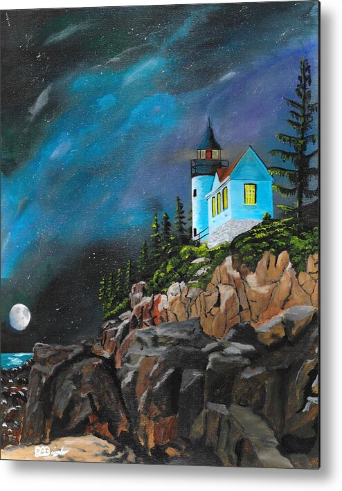 Light House Metal Print featuring the painting Bass Harbour by David Bigelow