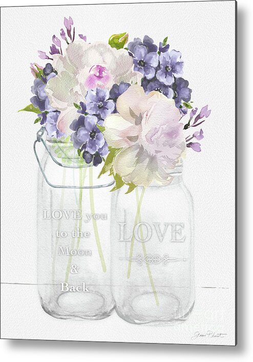 Love Metal Print featuring the painting Love You to the Moon and Back Mason Jars by Jean Plout