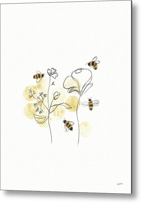 Animals Metal Print featuring the painting Bees And Botanicals IIi by Leah York