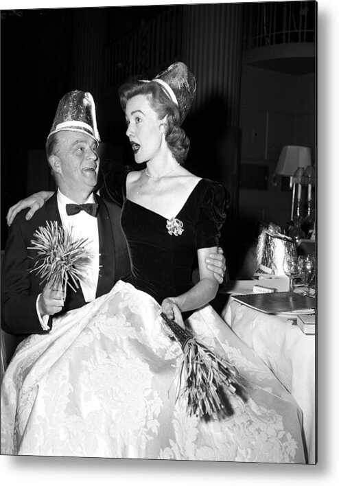 1950-1959 Metal Print featuring the photograph Bergen, Edgar & Mrs. New Years Eve by New York Daily News Archive