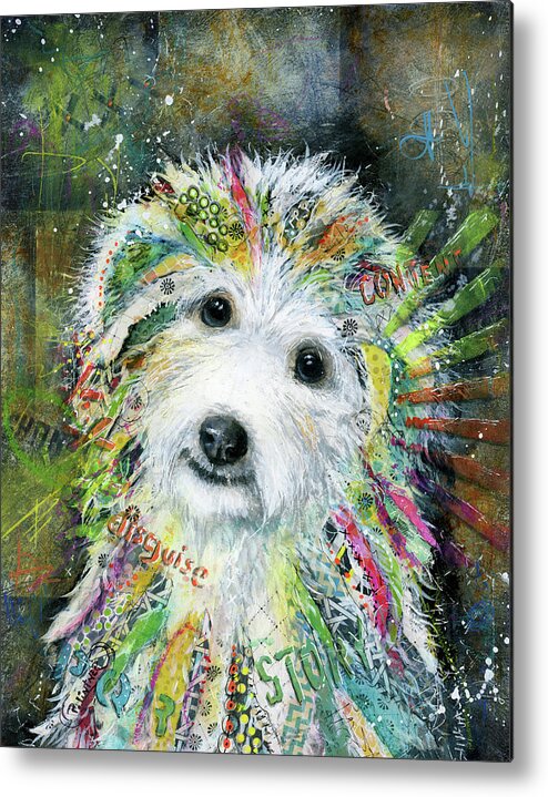 Bichon Metal Print featuring the mixed media Bichon Frise by Patricia Lintner