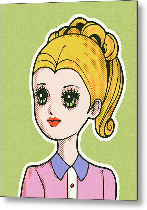 Adolescence Metal Print featuring the drawing Blonde Girl With Big Eyes by CSA Images