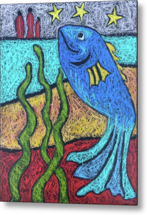 Painting Metal Print featuring the painting Blue Fish by Karla Beatty