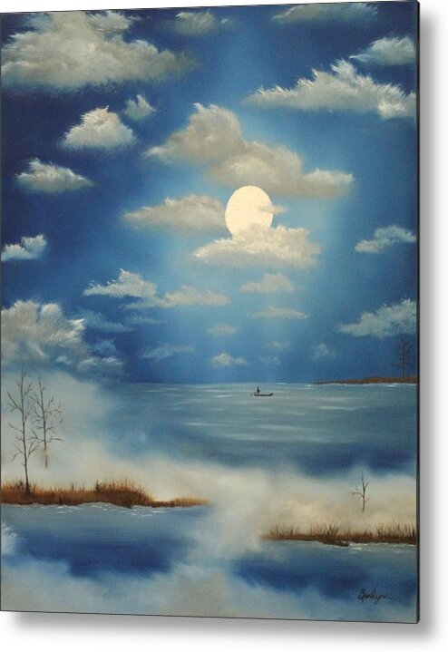 Blue Metal Print featuring the painting Blue Moon by Berlynn