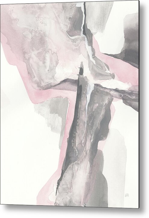 Abstract Metal Print featuring the painting Blushing Grey II Crop by Chris Paschke