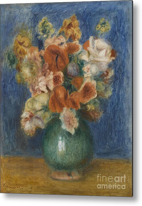 Oil Painting Metal Print featuring the drawing Bouquet. Artist Renoir, Pierre Auguste by Heritage Images