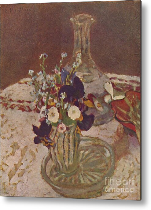 Art Metal Print featuring the drawing Bouquet Of Pansies by Print Collector
