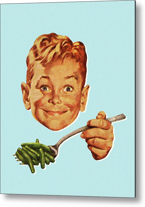 Bean Metal Print featuring the drawing Boy Eating Green Beans by CSA Images
