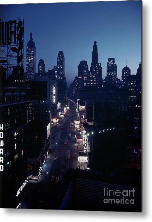 Scenics Metal Print featuring the photograph Broadway In New York At Night by Bettmann