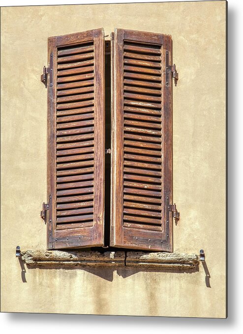 Window Metal Print featuring the photograph Brown Window of Florence by David Letts