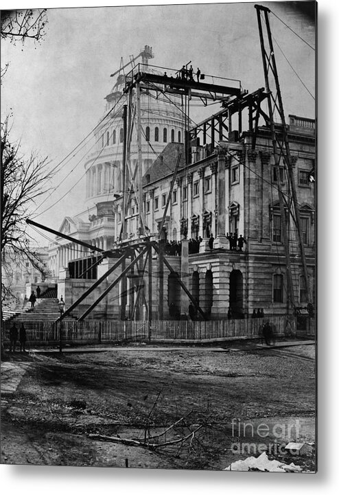 Working Metal Print featuring the photograph Building Of The United States Capitol by Bettmann