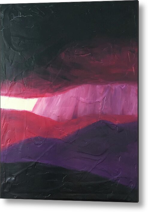 Abstract Metal Print featuring the painting Burgundy Storm On The Horizon by Carrie MaKenna