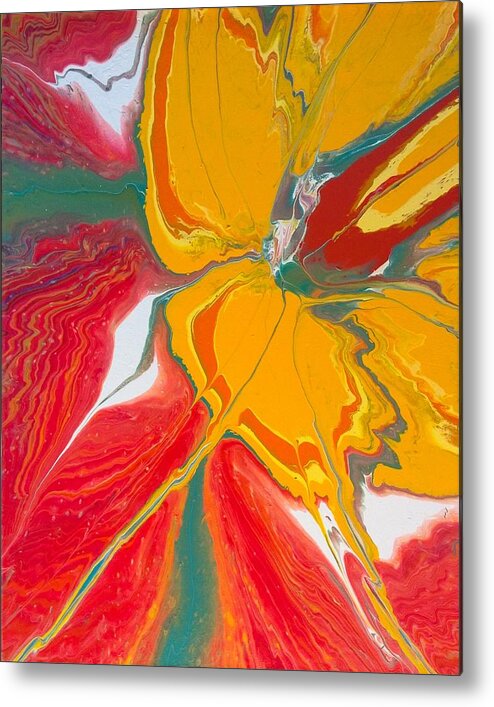 Abstract Metal Print featuring the painting Burst of Spring by Lon Chaffin