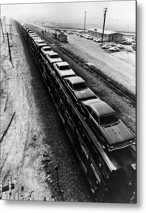 Long Metal Print featuring the photograph Car Train by Fox Photos