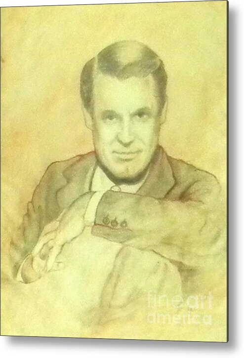 Cary Grant Sketch Metal Print featuring the drawing Cary Grant by Jordana Sands