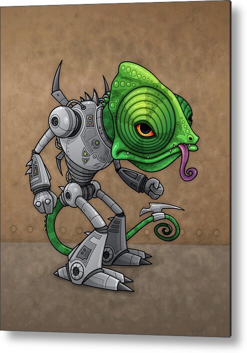 Lizard Metal Print featuring the digital art Chameleozoid by John Schwegel