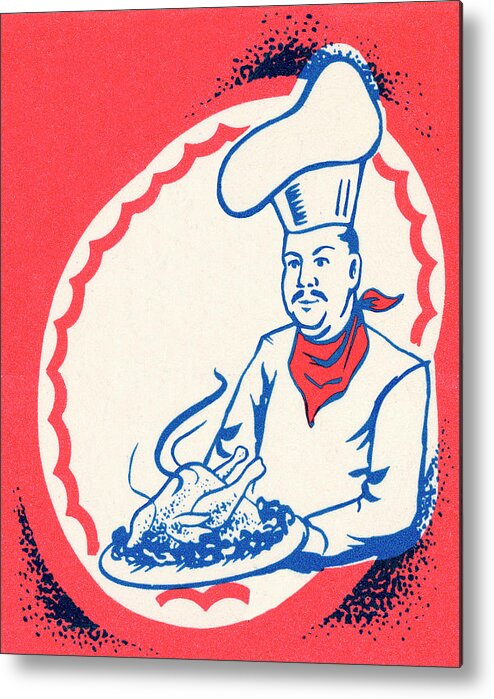 Accessories Metal Print featuring the drawing Chef with a Turkey Platter by CSA Images