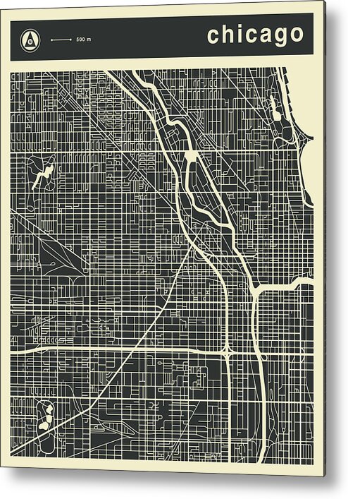 Chicago Metal Print featuring the digital art Chicago Map 3 by Jazzberry Blue