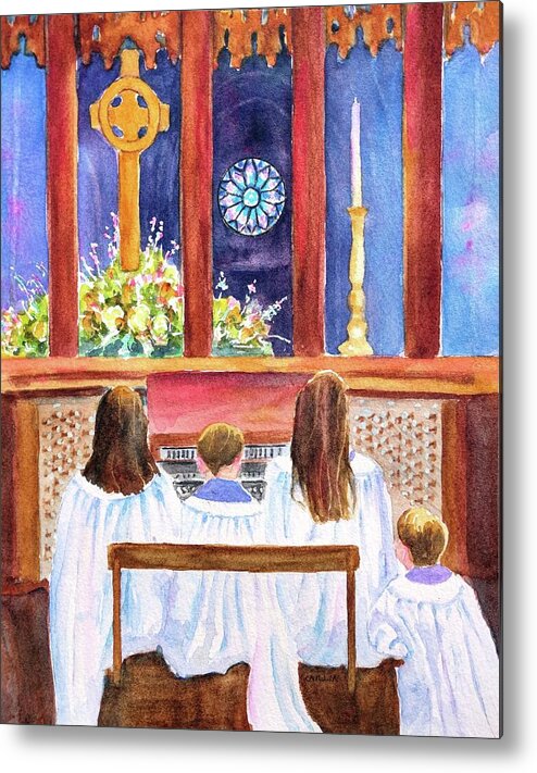 Church Metal Print featuring the painting Children's Choir by Carlin Blahnik CarlinArtWatercolor