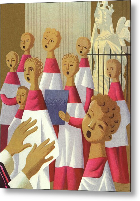 Campy Metal Print featuring the drawing Choir Singing by CSA Images