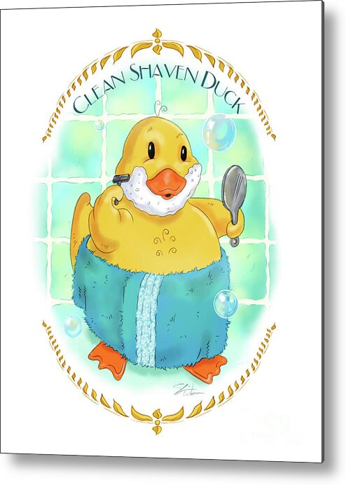 Duck Metal Print featuring the mixed media Clean Shaven Duck by Shari Warren