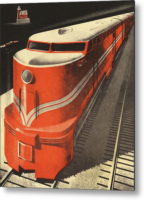 Campy Metal Print featuring the drawing Closeup of a Train by CSA Images