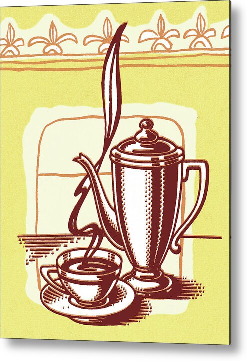 Aroma Metal Print featuring the drawing Coffee or Tea Set by CSA Images