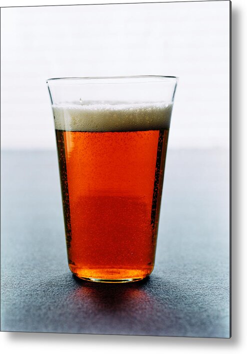 Food Metal Print featuring the photograph Cold Glass of Lager by Romulo Yanes
