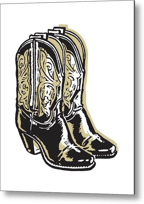 Boot Metal Print featuring the drawing Cowboy Boots by CSA Images