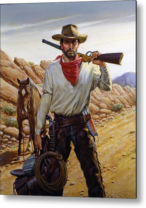 1880-1889 Metal Print featuring the photograph Cowboy by Ed Vebell