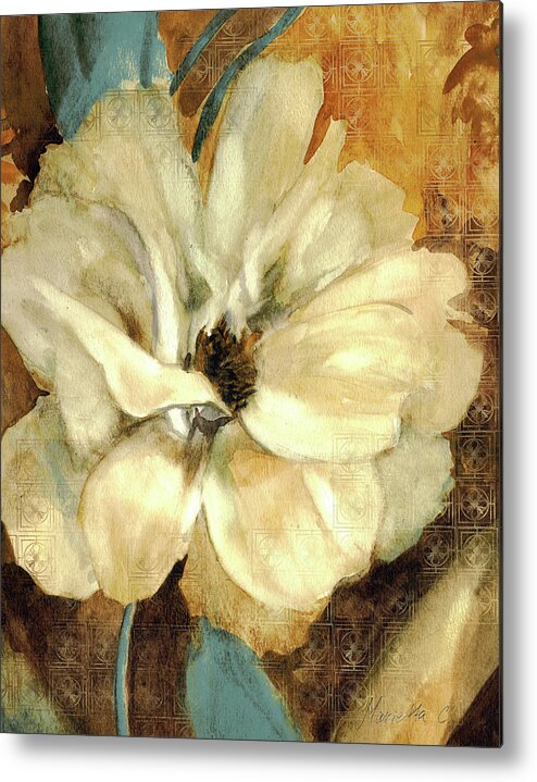 Cream Flower 1 Metal Print featuring the mixed media Cream Flower 1 by Marietta Cohen Art And Design
