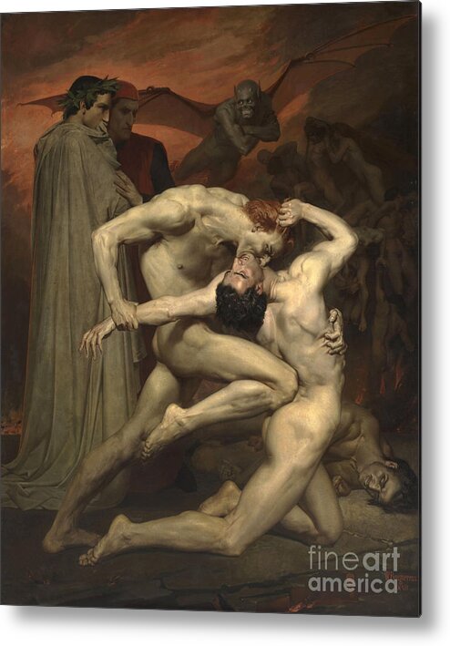 Oil Painting Metal Print featuring the drawing Dante And Virgil In Hell. Artist by Heritage Images