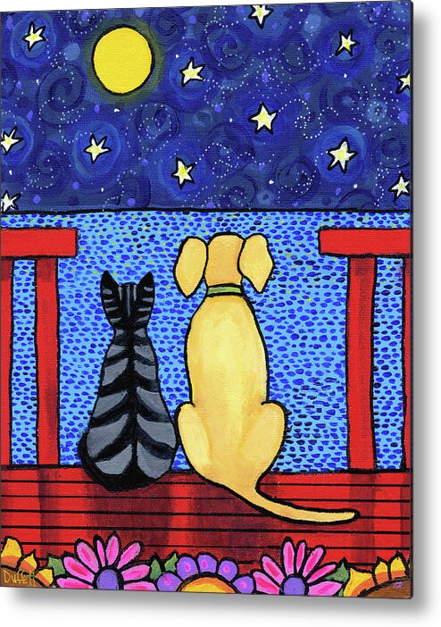 Dog And Cat Stars Metal Print featuring the painting Dog And Cat Stars by Shelagh Duffett