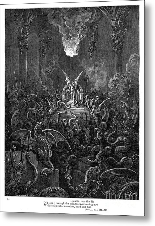 Gustave Dore Metal Print featuring the digital art Dreadful Was The Din Of Hissing by Thepalmer