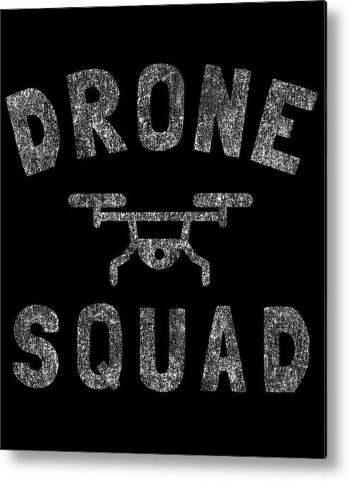 Funny Metal Print featuring the digital art Drone Squad Retro by Flippin Sweet Gear