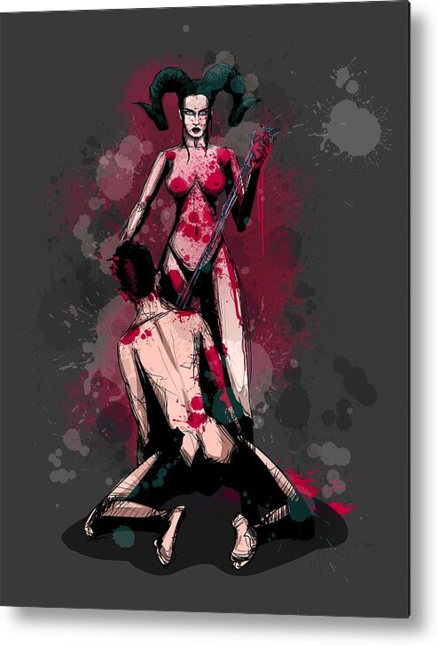 Horror Metal Print featuring the drawing Eat Your Heart Out 2 by Ludwig Van Bacon