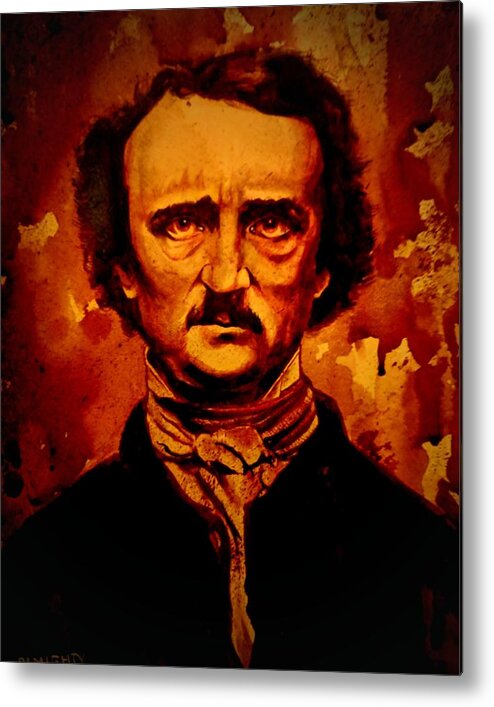 Ryanalmighty Metal Print featuring the painting EDGAR ALLAN POE fresh blood by Ryan Almighty