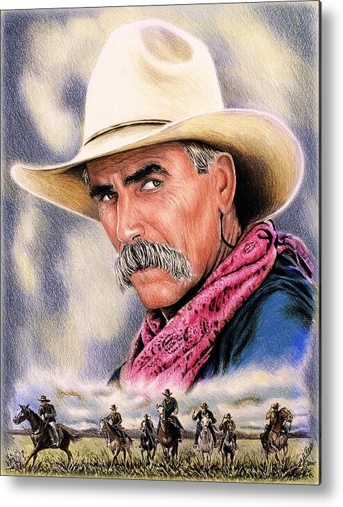 Sam Elliot Metal Print featuring the painting Elliot cowboy 4 by Andrew Read