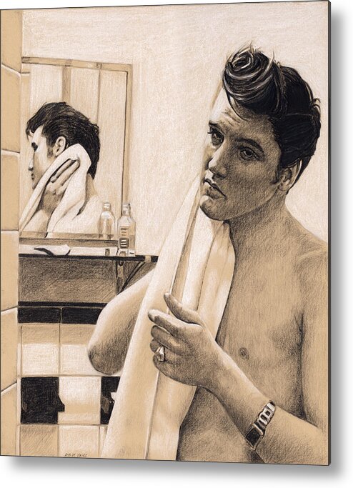 Elvis Metal Print featuring the drawing Elvis in Charcoal #196 by Rob De Vries