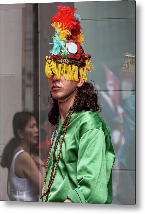 Filipino Day Parade Nyc 2019 Man In Traditional Dress Metal Print featuring the photograph Filipino Day Parade NYC 2019 Man in Traditional Dress by Robert Ullmann