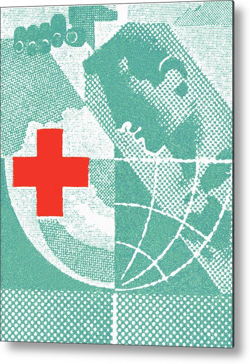 Abstract Metal Print featuring the drawing First aid world by CSA Images