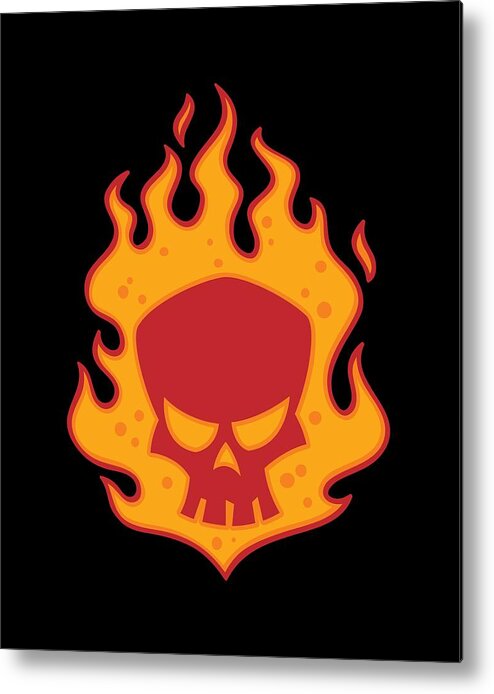 Fire Metal Print featuring the digital art Flaming Skull by John Schwegel
