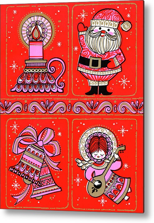 Angel Metal Print featuring the drawing Four Christmas Motifs by CSA Images