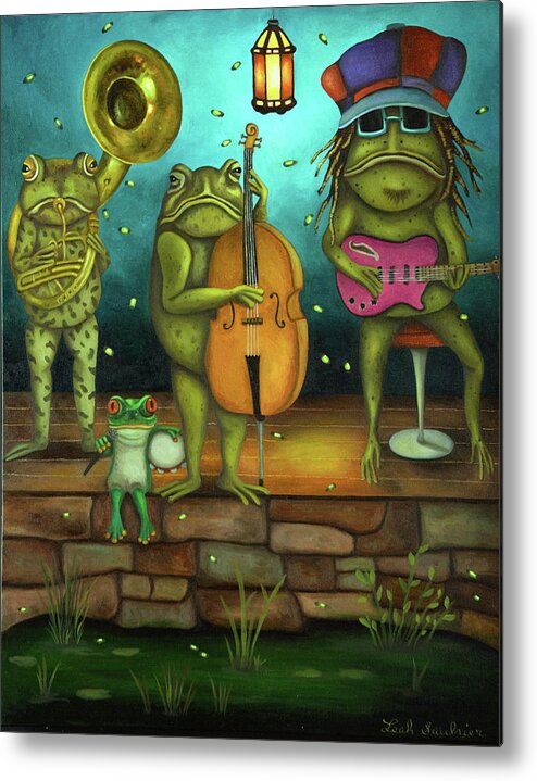 Frog Metal Print featuring the painting Frog Music by Leah Saulnier The Painting Maniac