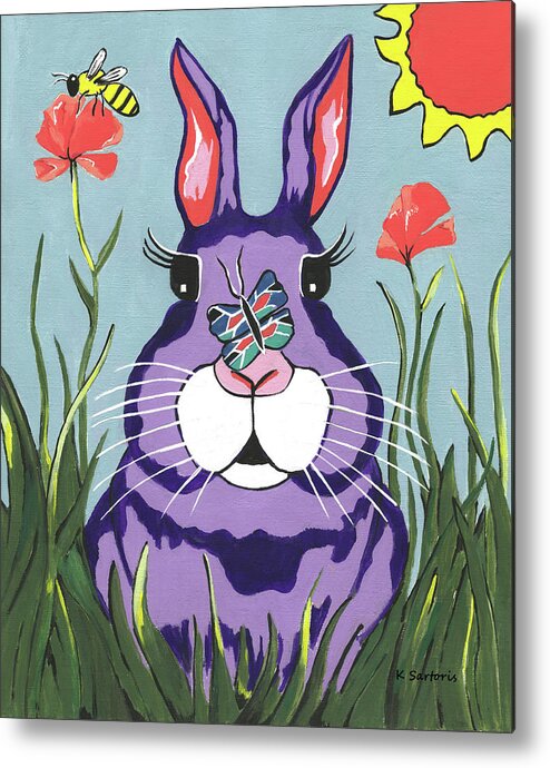 Funny Bunny Metal Print featuring the mixed media Funny Bunny by Sartoris Art