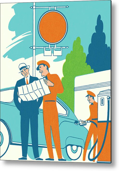 Adult Metal Poster featuring the drawing Gasoline Station by CSA Images