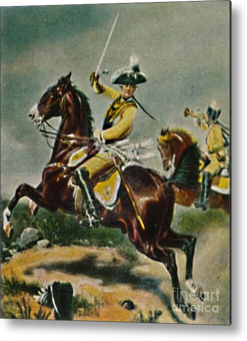 Horse Metal Print featuring the drawing General Von Seydlitz 1721-1773 - by Print Collector