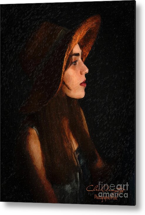 Portrait Metal Print featuring the painting Girl in Hat by Chris Armytage