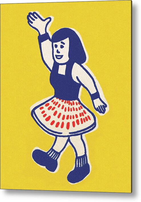 Adolescence Metal Poster featuring the drawing Girl Walking and Waving by CSA Images
